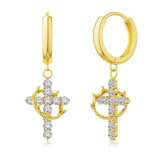 Crown Cross Earrings